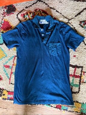 Unisex Indigo Short-Sleeve Polo with Chest Pocket - industry of all nations